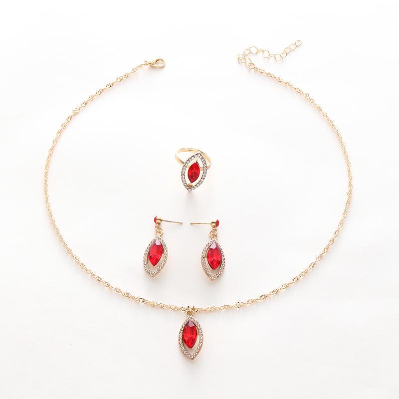 Set de Bijuterii de Lux de Modă Europeană-Americană: Colier, cercei și inel elegante cu piatră ochi de pisică