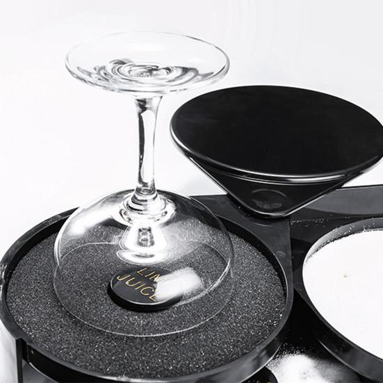 Glass Rimmer Food Grade Smooth Edge Multi-layer Dustproof Rotatable Multipurpose Plastic 3-Tier Bar Glass Cocktail Sugar Salt Rimmer Kitchen Supplies