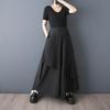 Plus Size Black Vintage High Waist Casual Loose Spring Summer Wide Leg Skirt Pants Women Trousers
