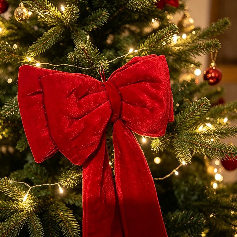 Samt Handgefertigt Europa Amerika Stil 34cm*80cm Großformat Vier-Ohren-Schleife Weihnachtsbaum Dekoration Festliches Band Ornament