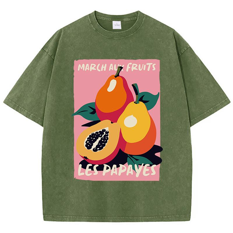 

Pear Garden Printing Washed TShirts Womens Cotton T Shirts Distressed ONeck Comfortable Tops Summer Casual Womans Streetwear S