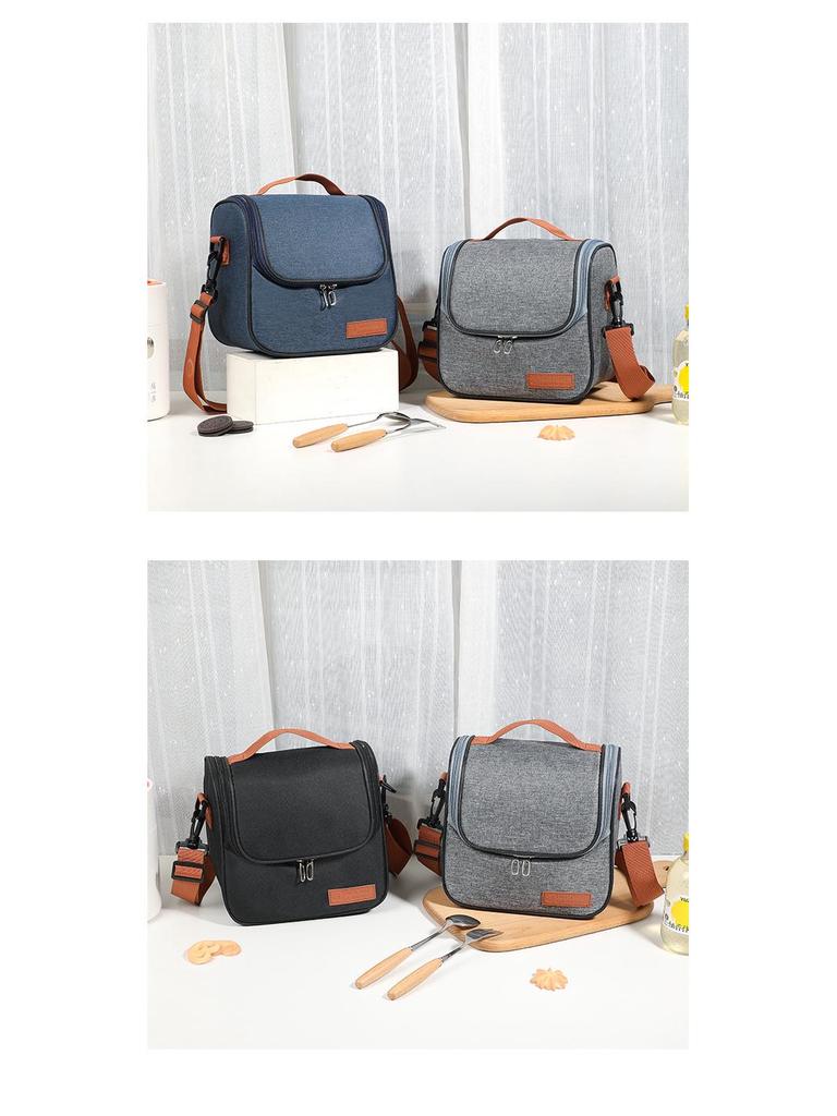 Izolowana torba na lunch crossbody: Gruba folia aluminiowa dla przedłużonej świeżości i zachowania zimna.