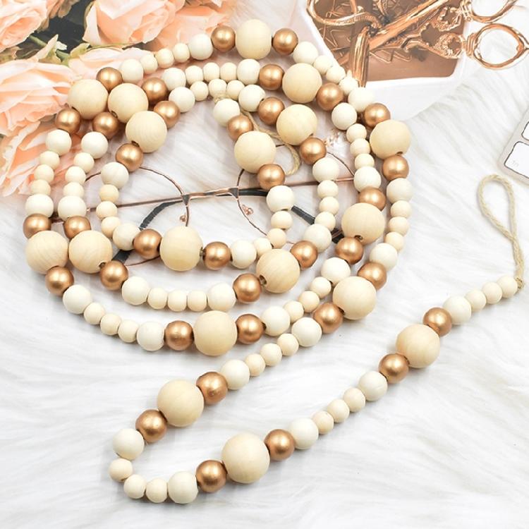 Wooden Bead Christmas Garland 7.41ft Long Festival Tree Decoration For Mantels Staircase Holiday Party Centerpieces