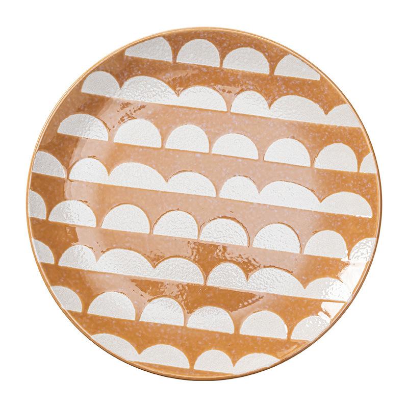 Creative Contrast Color Light Plate Ceramic Plate Plate Household Round Plate Vegetable Plate Tableware Dessert Plate