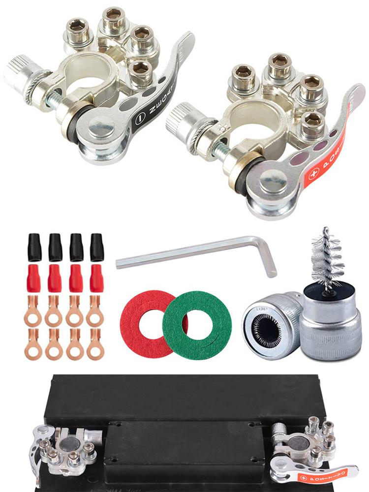 2 Pair Quick Disconnect Auto Cables Connectors Car Battery Bornes Main Cable Post Clamp Terminal Screw Connection For Car Truck