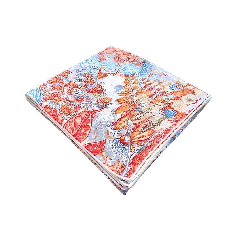 Fu Bao Double-Sided Silk Wool Scarf: Colorful, Large, and Warm Shawl for Autumn and Winter