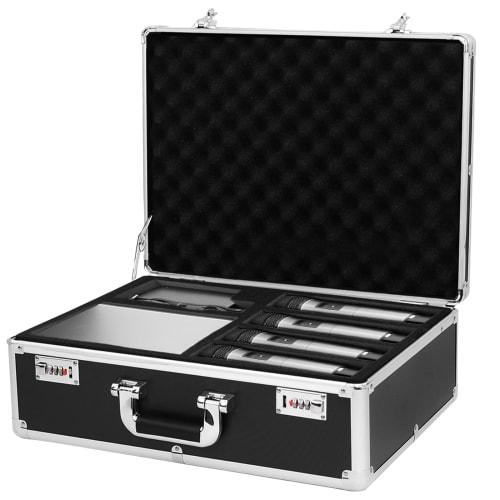Rxakudedo Large Aluminum Tool Case with Block Cushion and Password Lock, Black, 50cm Long X 18cm Wide X 38cm High, Lightweight, Shockproof, Large Capa
