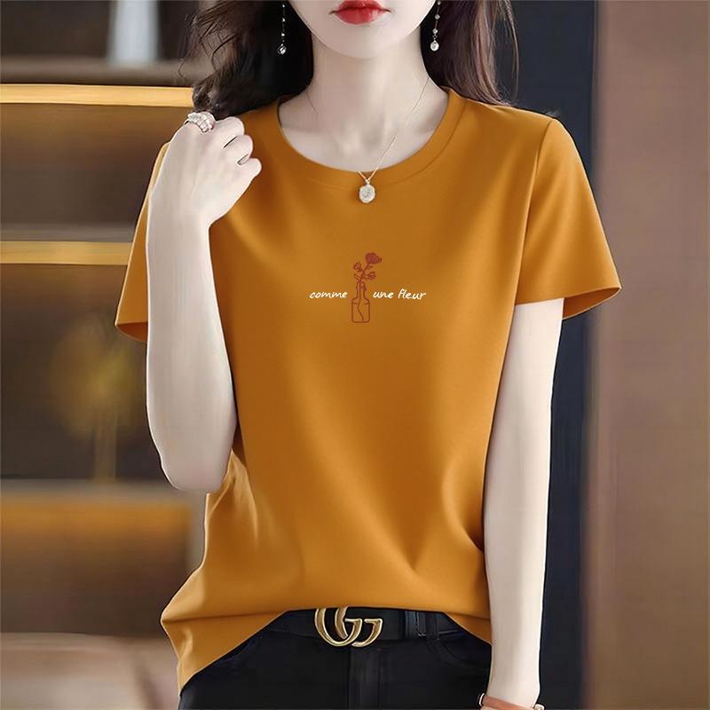 Women's 2026 Summer Round Neck Printed Cotton Short Sleeve T-Shirt, Stylish Versatile Loose Fit