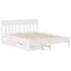 Vidaxl Bed Frame Without Mattress, White, 135X190 Cm, Solid Pine Wood
