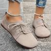 Fashion Brown Round Toe Flats Shoes Women 2025 Faux Suede Lace Up Flat Shoes for Woman Plus Size Soft Walking Casual Shoes Female