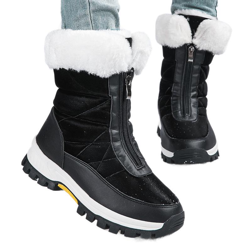 Women's Plus Size Non-Slip Thickened Snow Boots with Front Zipper