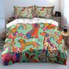 Colorful Dog Print Decoration Set Bedding Set with 1 Duvet Cover 2 Pillowcases Single Double King Queen, Gift
