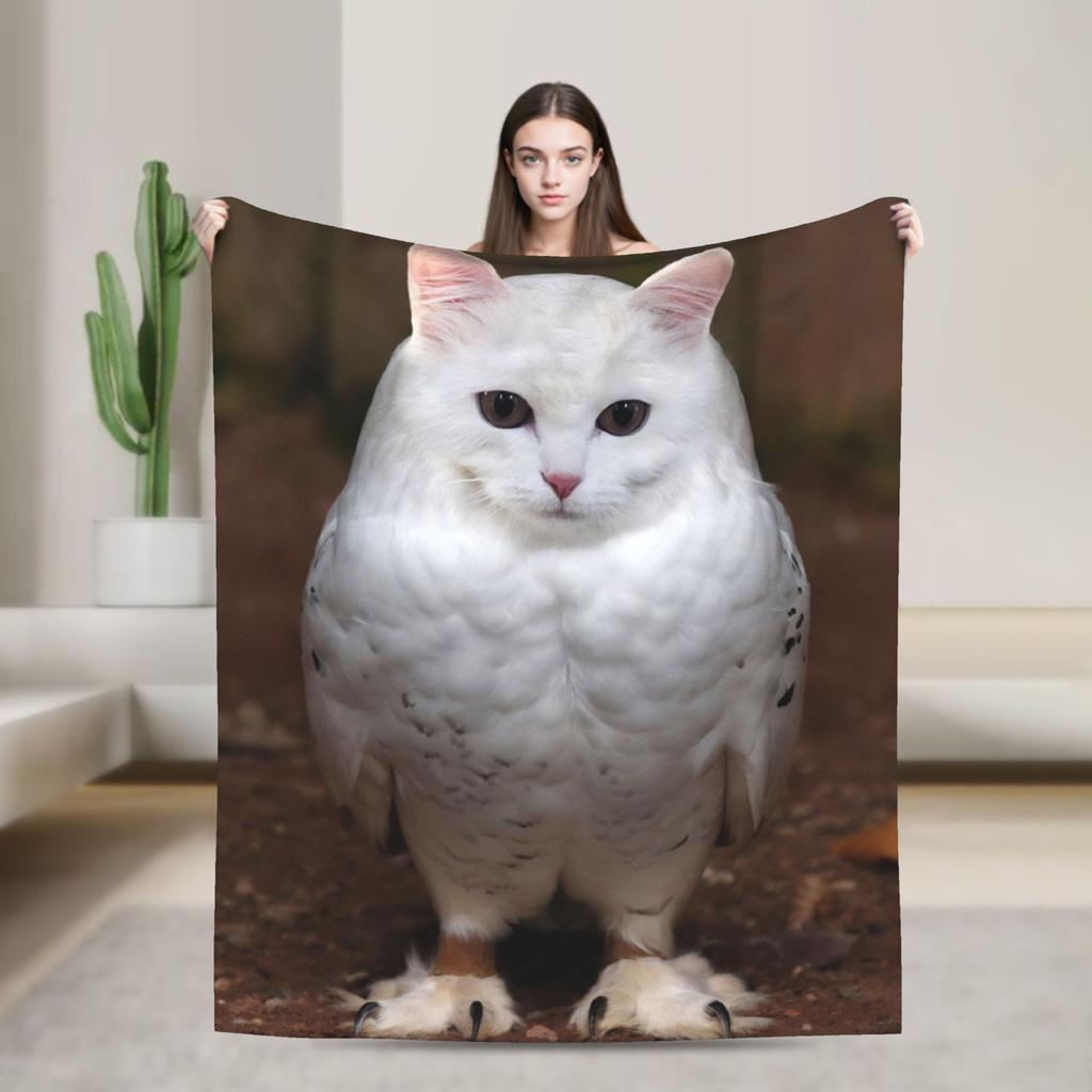 Internetberühmte Meowl Katze Eule Meme Decke Reise Flanell Überwurf für Wohnkultur Warm Benutzerdefiniert DIY Tagesdecke Geburtstagsgeschenk