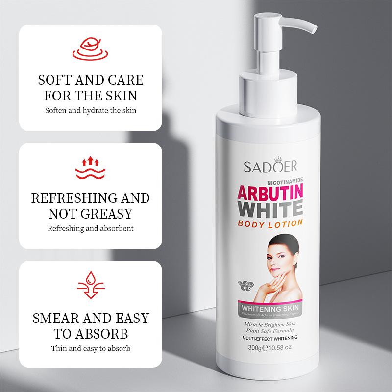Whitening Body Lotion SADOER Niacinamide Arbutin Brightening Skin Tone Moisturizer