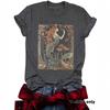 Women's Summer Casual T-shirt Mermaid Pattern Round Neck Short Sleeve Top