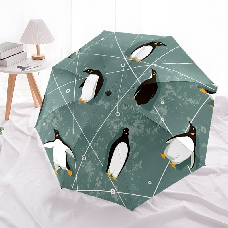 1 Stück Pinguin Netz Automatischer Faltregenschirm - Tragbares faltbares Design, 8-Rippen Eisenrahmen, Verspieltes Design yy251215215
