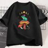 Cottagecore Frog Mushroom Graphic Tshirt Aesthetic Wizard Frog Print Tee Summer Short Sleeve Mystic Fashion Top For Unisex