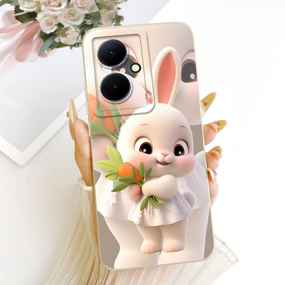 For Vivo V29 Lite Case V2244 Cute Rabbit Cartoon Cover Soft TPU Phone Case For Vivo Y78 Plus VivoY78 + 5G V2271A Back Cover Bags