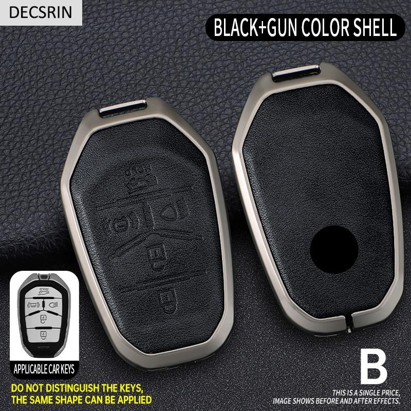 

Zinc Alloy+Leather Car Remote Key Case Cover Protective Shell Fob For Ssang Yong G4 Rexton Autokeychain Styling Accessories