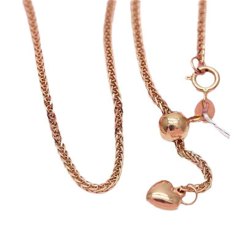 Rose Gold Peach Heart Women's Clavicle Necklace - Simple, Fashionable Chopin Chain Style