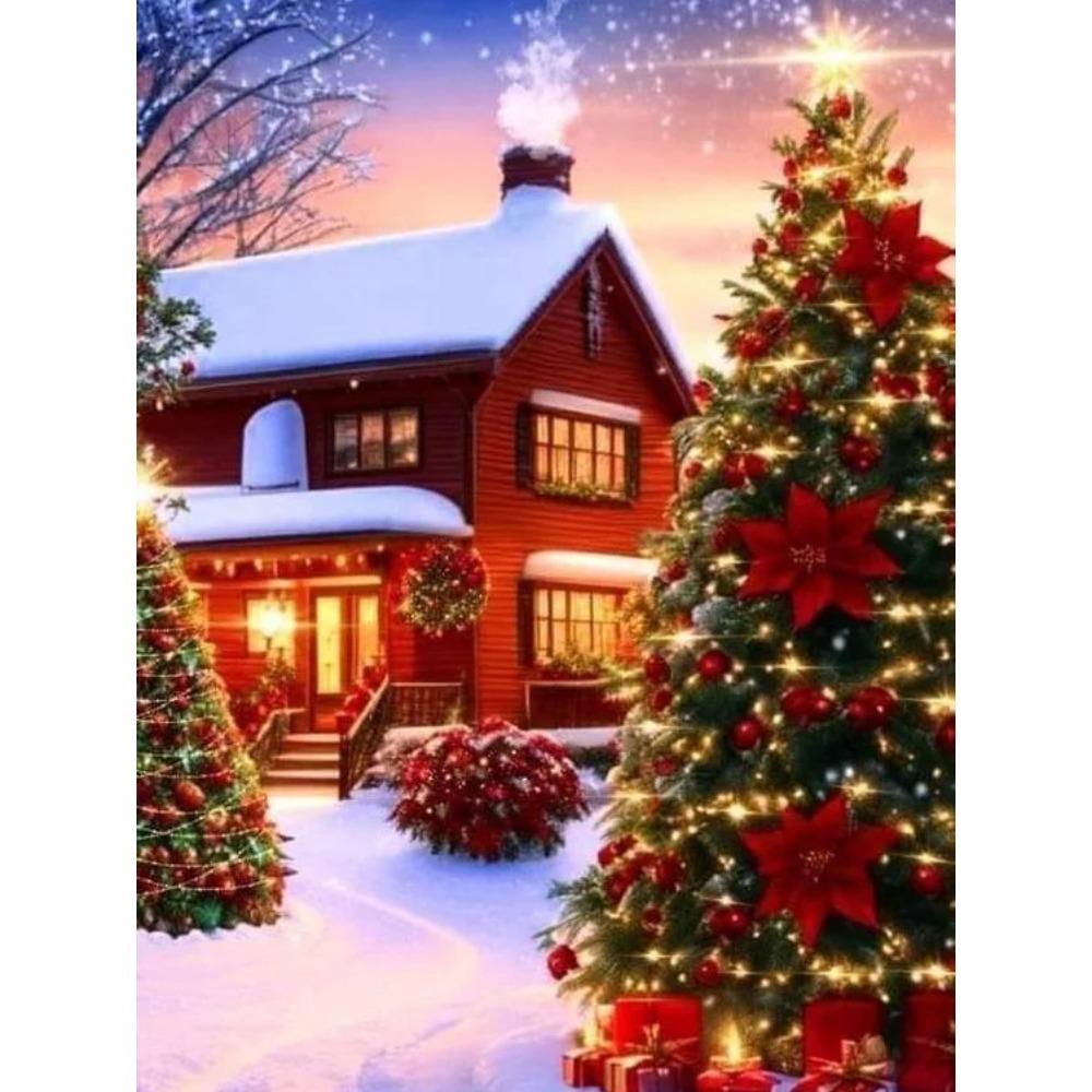 Diamantmaleri Kunst Full Drill Juletrehus Diamantmaleri Håndlaget Snøhvit Day Diy Diamant Mosaikkmaleri Hjemdekorasjon Julegave