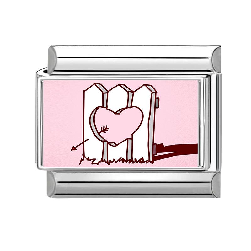 New Romantic Valentine's Love Series Pink Heart Italian Charm Links Fit 9mm Stainless Steel Bracelet DIY Making Jewelry Gift