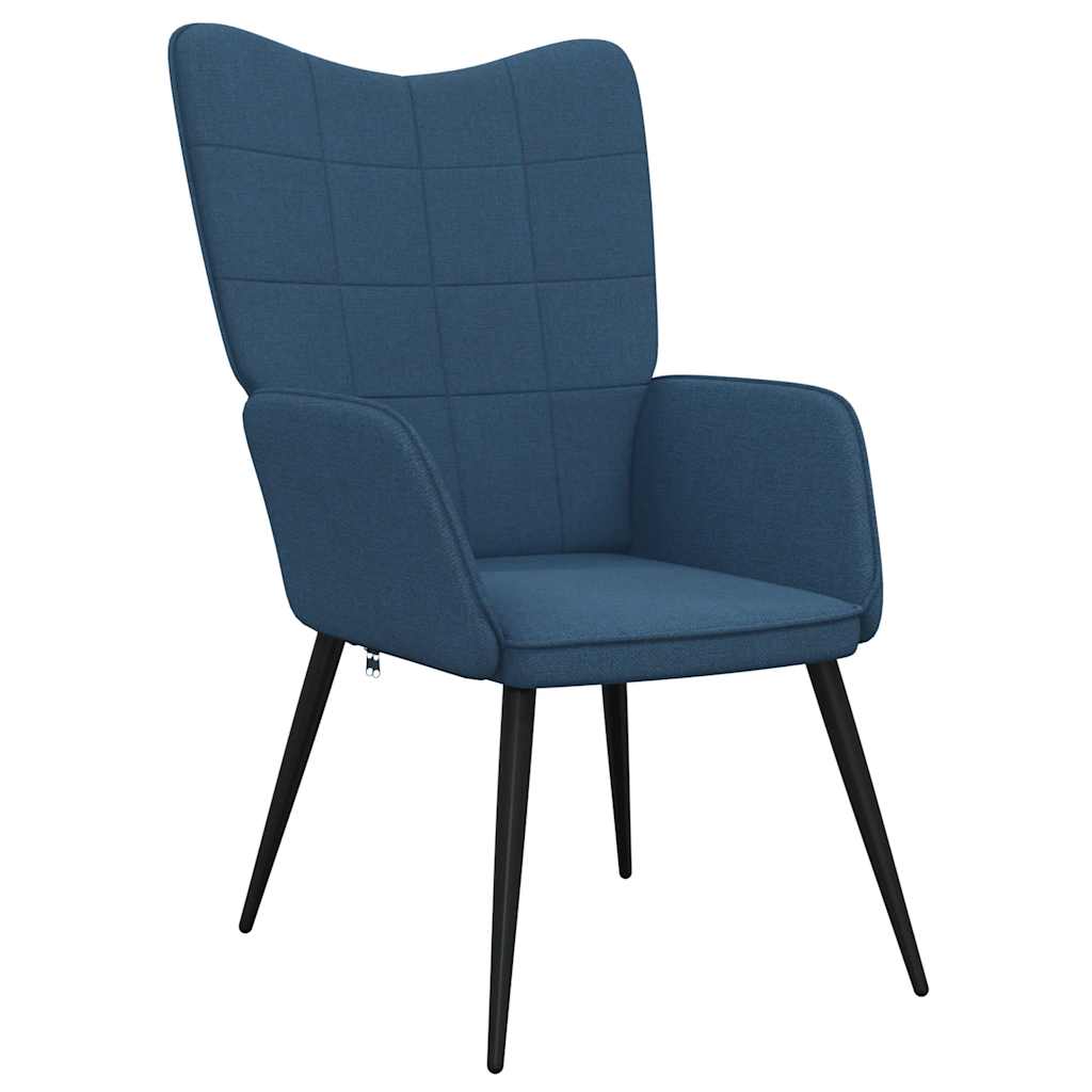 Vidaxl Armchair with Footrest, Blue, Fabric Upholstered