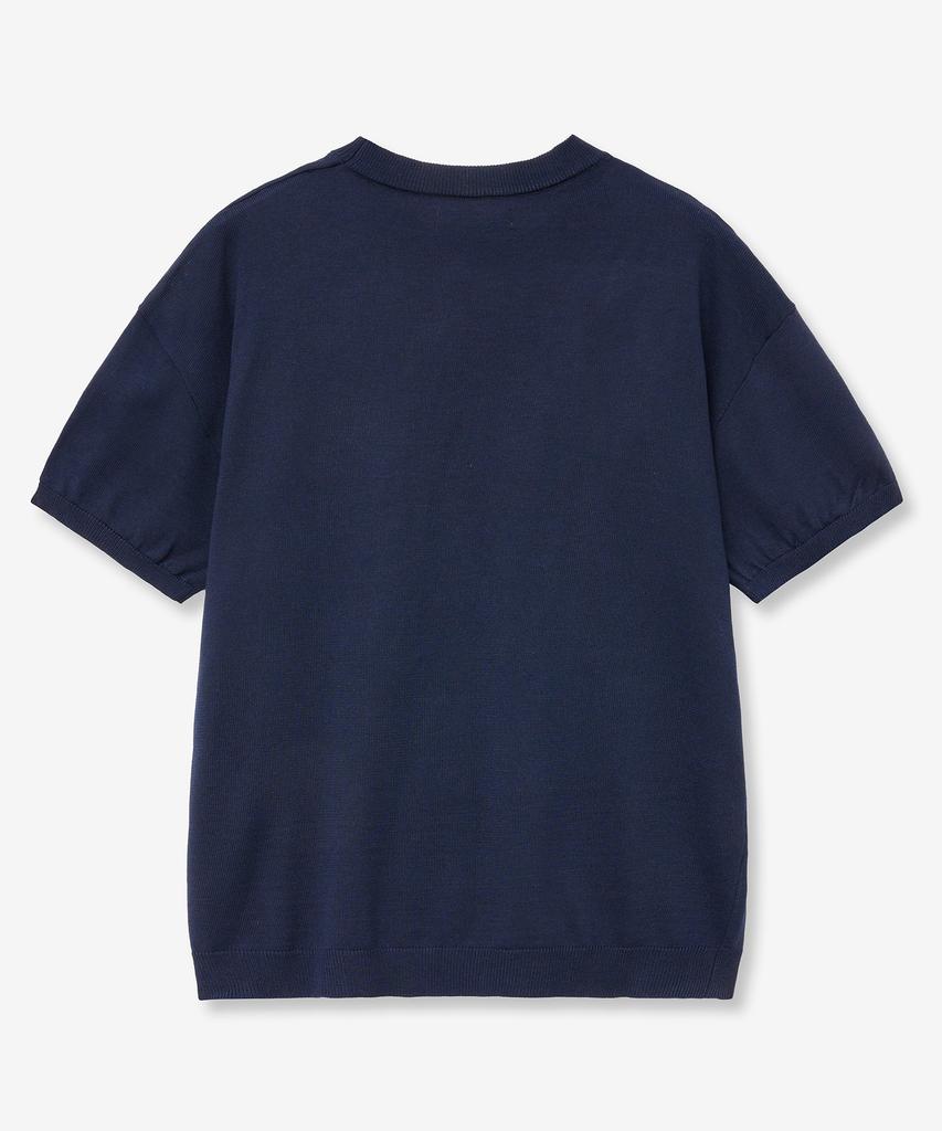 VTWO Cool Washable Round Neck Half Knit (Navy)