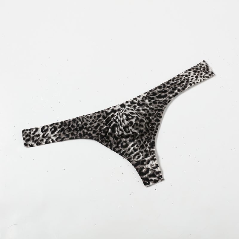 Men's Leopard Print Sexy Panties Thong Stimulated Pocket T Pants Narrow Edge Pants Sex Men's Pants B205