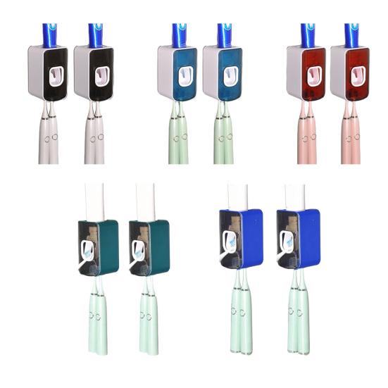 2Pcs Wall-Mounted Toothbrush Holder with Toothpaste Squeezer Strong Load-bearing Universal