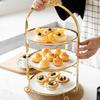 Gold-Trimmed 3-Tier Ceramic Dessert Stand