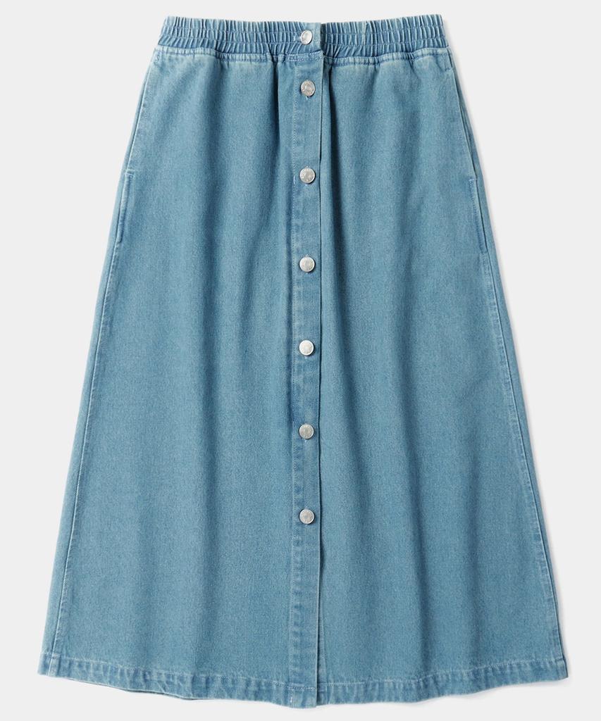 COLUMBIA UNIVERSITY Sl-Label Front Button Denim Skirt Light Denim
