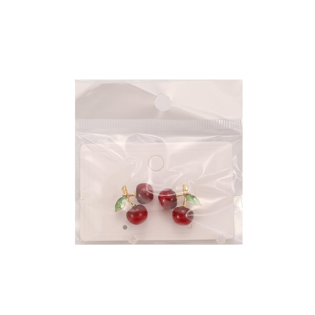Trendy and fashionable summer sweet red cherry full diamond earrings, simple earrings, niche high-end feel