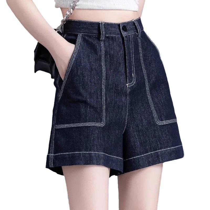 Korean Style Classic Denim Shorts Women Summer High Waisted Shorts Wide Leg Pants Streetwear Stright Jeans Womens Shorts