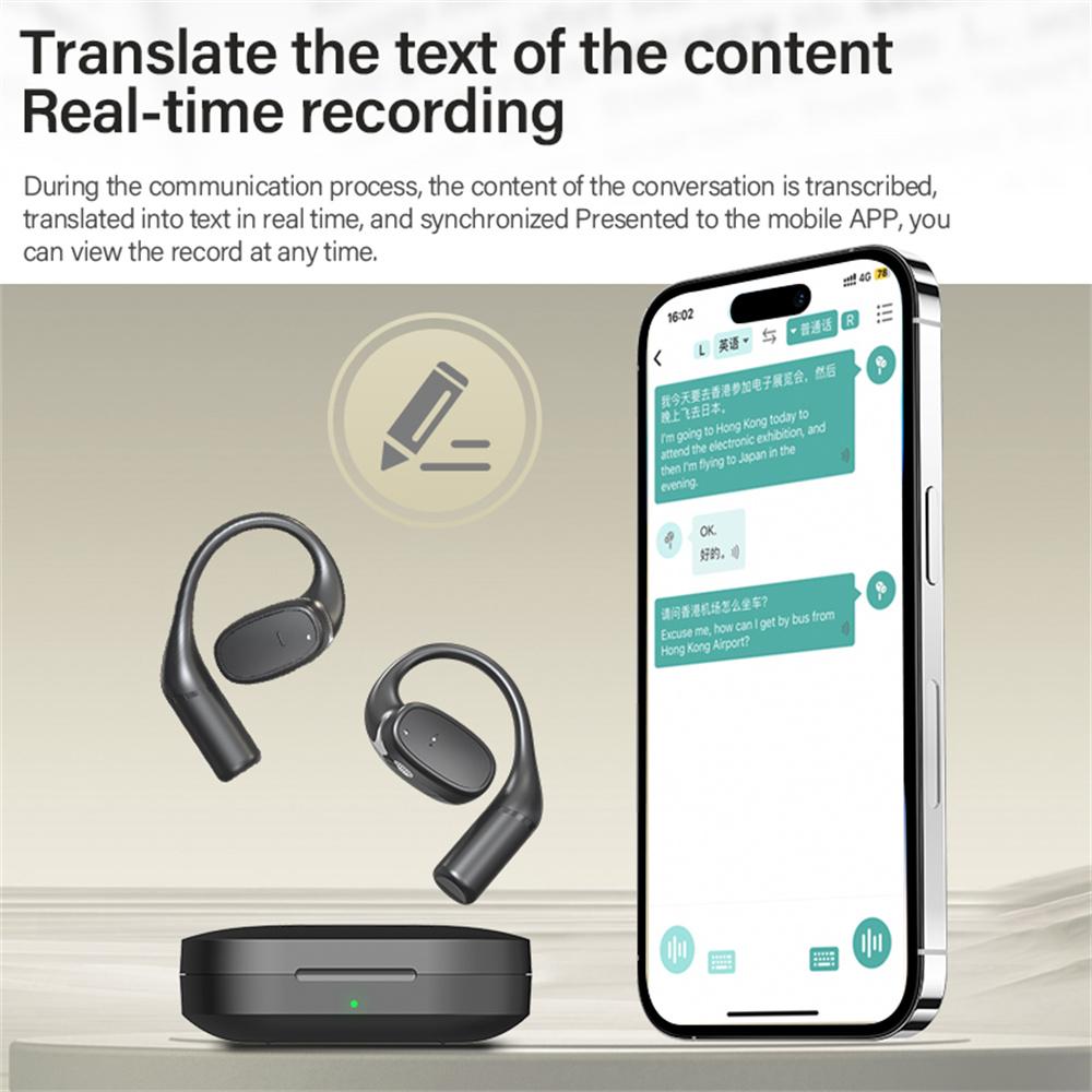

V1 Real Time Translation Earphone Travel Conferences Multi-Language Interpreter Bluetooth-Compatible Headset A