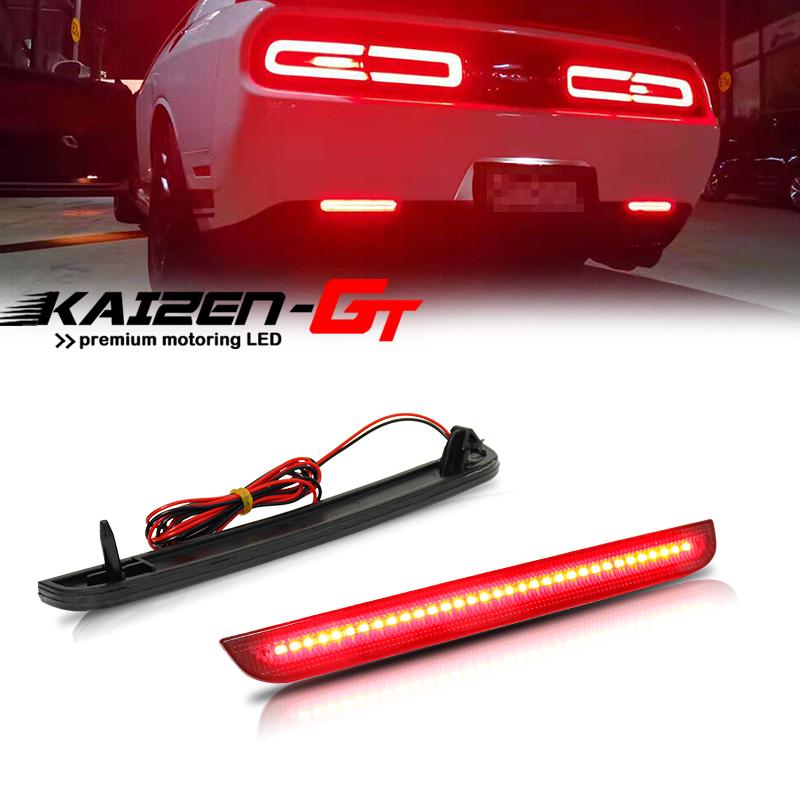 2PCS Smoked / Red Lens Red LED Car Rear Bumper Reflector Tail/Brake Lights Rear Fog Lights For Dodge Challenger 2015-2022 12V