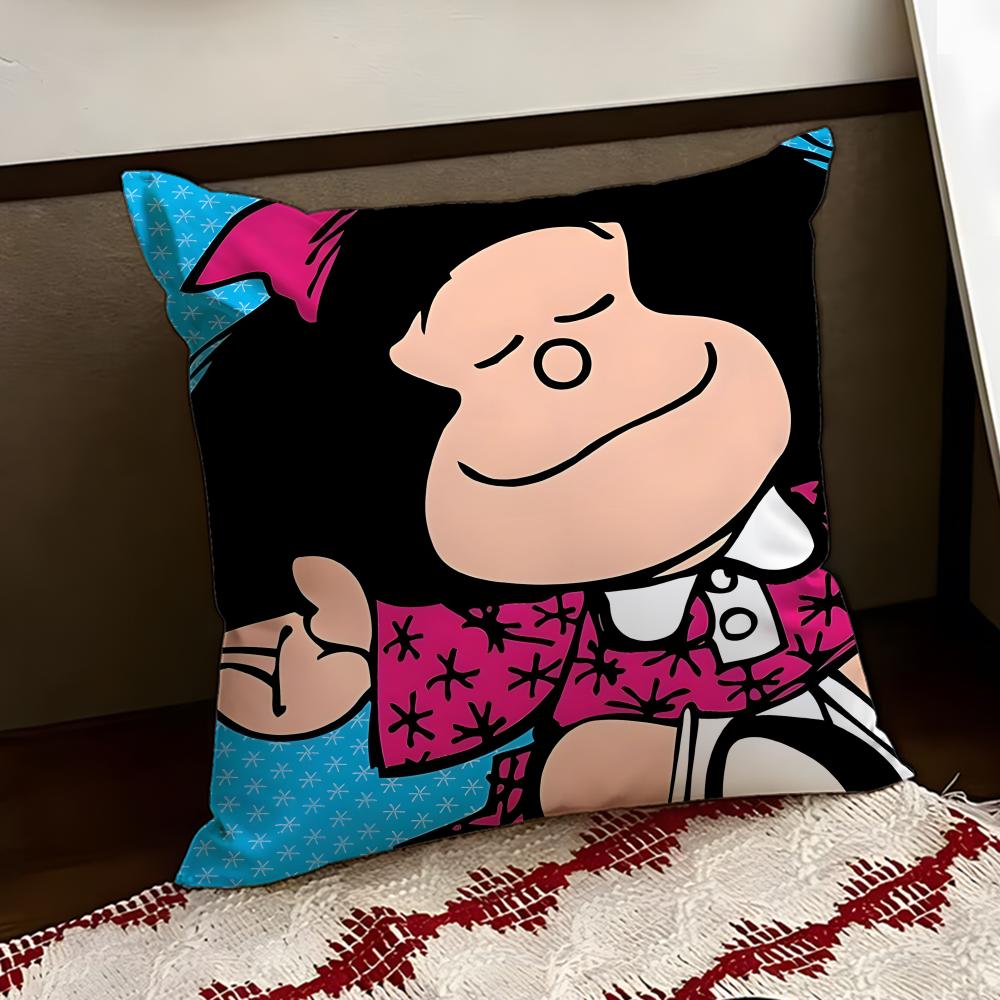 Cartoon MMafalda Cushion Cover Reversible Soft Durable Pillow Cover Home Car MultiScene Use for Daily Comfort