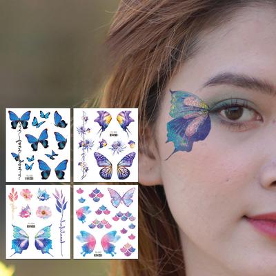 Glitter Butterfly Tattoos Temporary Stickers Waterproof Butterfly Face Tattoo Glitter Fairy Wings Makeup Fake Tattoos For Girls Party Gifts