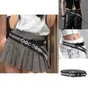 Style Double Row Buckle Belt For Denim Jeans With Metal Eyelet Closure