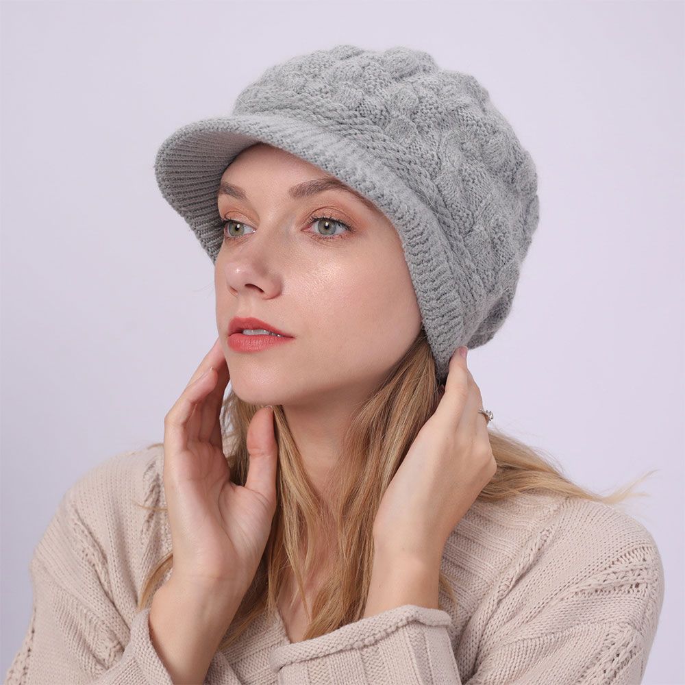 Casual Rabbit Hair Warm Knitted Beret Hat Beanie Cap Peaked Hat