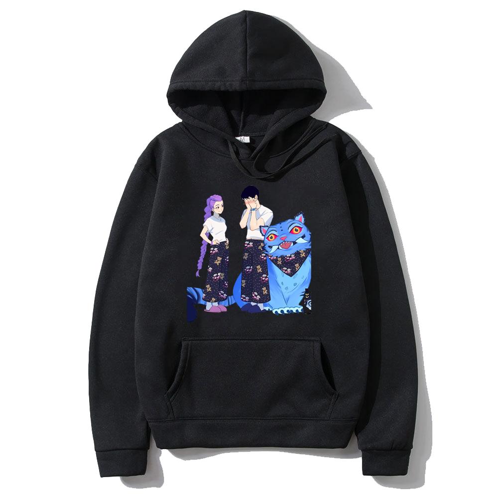 KPop Demon Hunters Derpy Tiger Graphics Hoodie Men Women Cute Kawaii Sportswear Vintage Fleece Fashion Long Sleeve