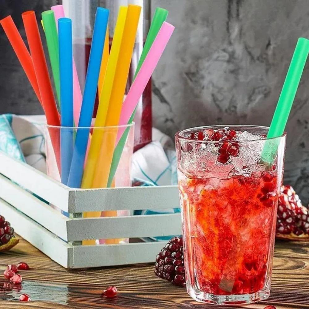 1PACK/100PCS Color Plastic Disposable Large Straw Pearl Bubble Milk Tea Smoothie Drink Party Supplies Bar Accessories