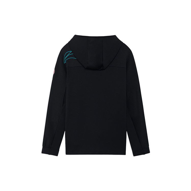 Li-Ning CBA Basketball Series Letter Print Pullover Hoodie Men Tops Black AWDR709-2