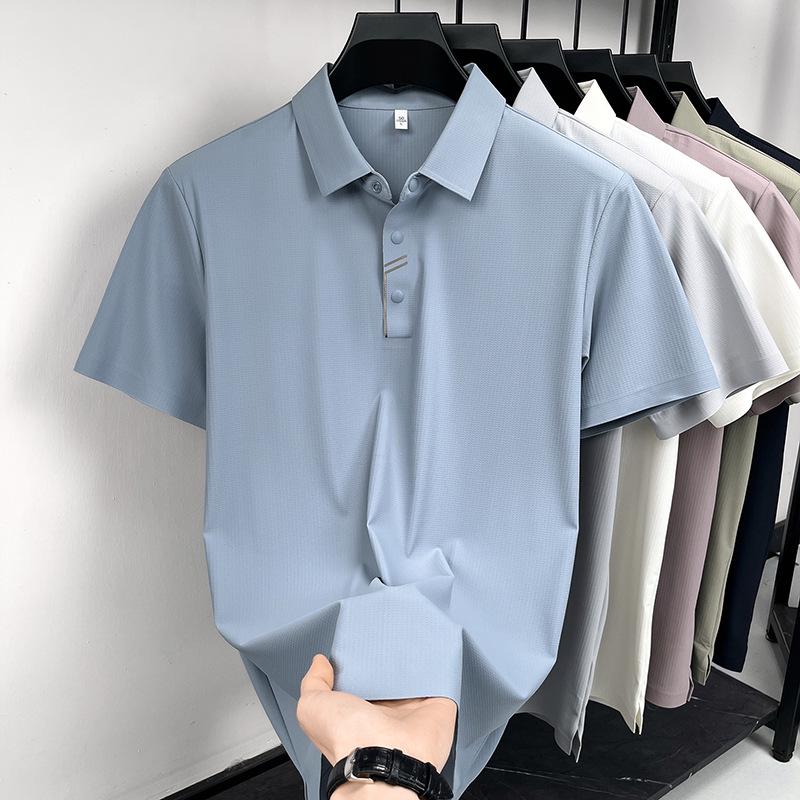 

Men s Ice Silk Short-Sleeve Polo Shirt - Summer Business Casual Style XXL