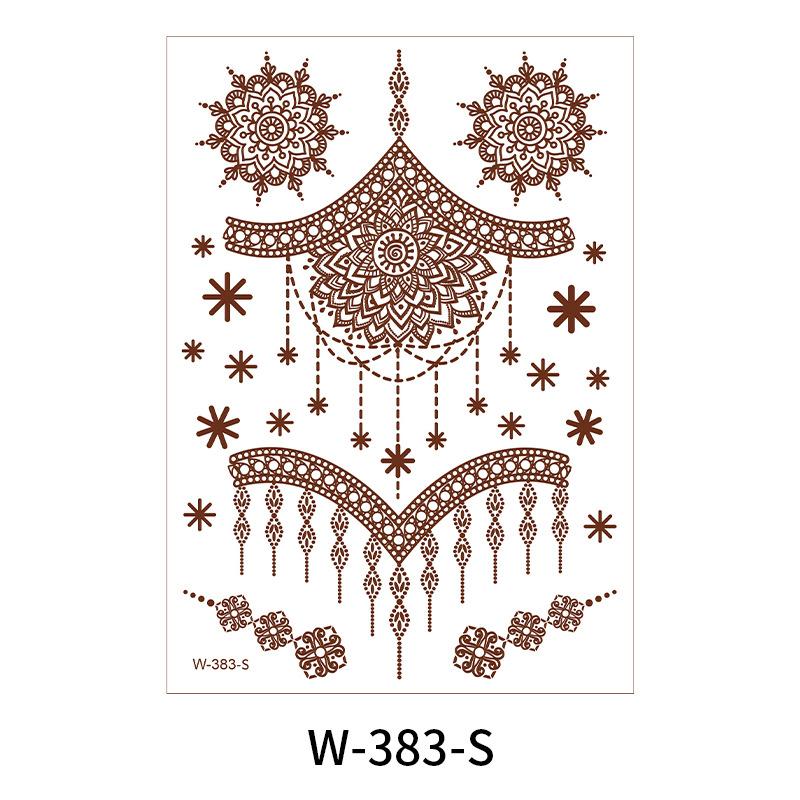 Indian Lace Tattoo Sticker Reddish-Brown Waterproof Tattoo Sticker