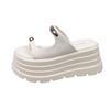 Fashion 2025 New Summer Platform Wedges Slippers 8CM Heels Peep Toe Sandals Ladies Beach Flats Shoes Women Moccasins Leather Flip Flops