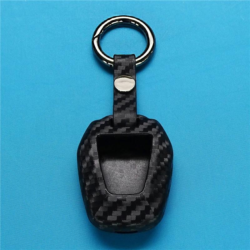 1 Piece Carbon Fiber Silicone Keychain Car Key Case for Isuzu DMAX D-MAX Mu-x 2.5 2 Buttons Car Key Cover