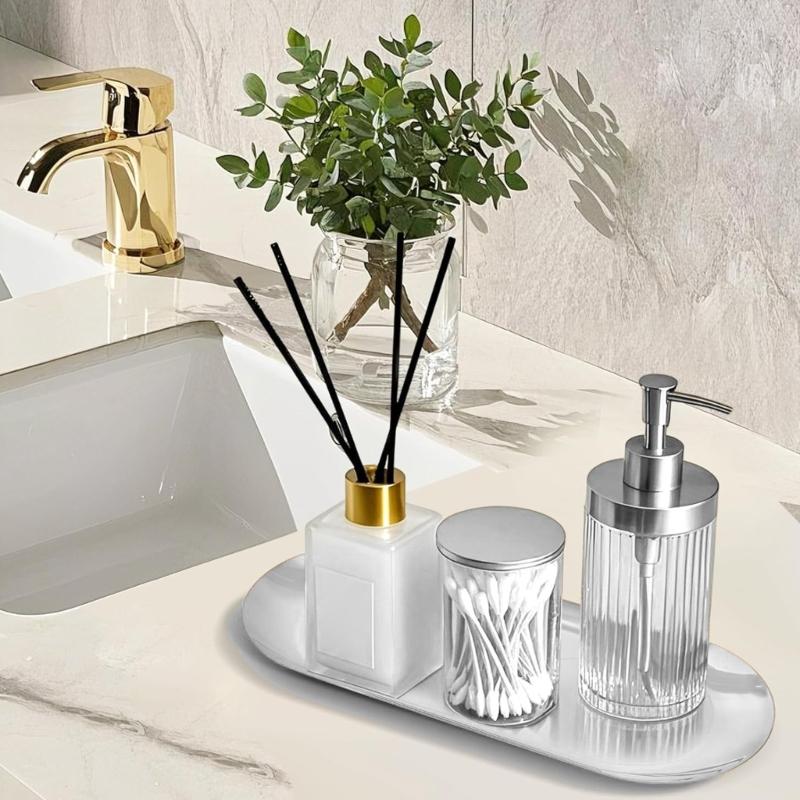 Metal Decorative Tray Multi Functional Oval Jewelry Organiser Cosmetic Storage Solution For Modern Desktop Vanity