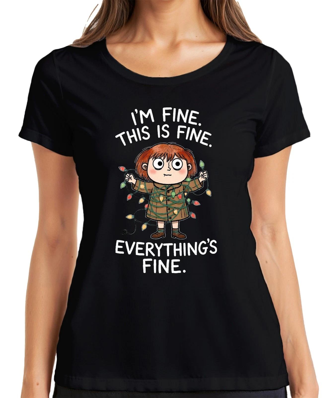 I m fine this is fine everything s fine Lichterkette Geschenk Damen T-Shirt XXL