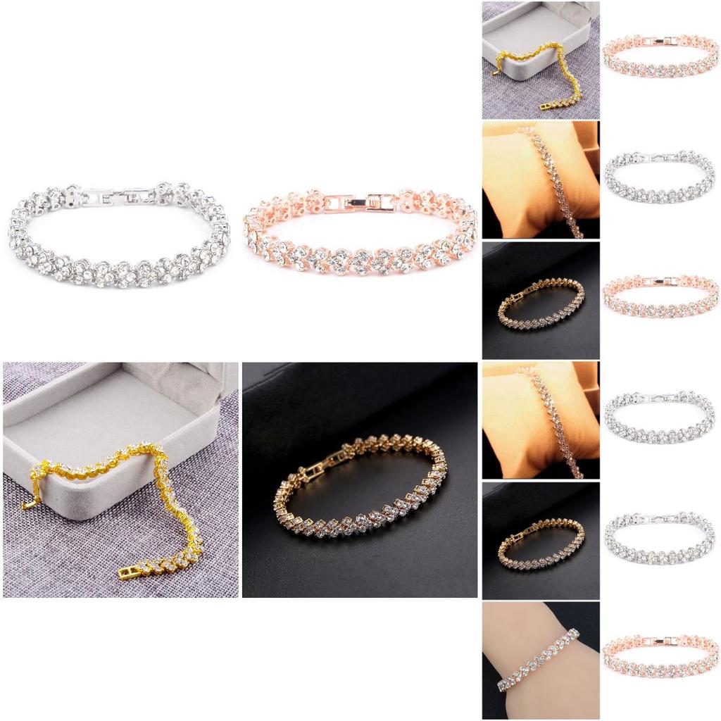 Fashionable Ol Style Women's Heart Shaped Bracelet With Stunning Zircon Stones